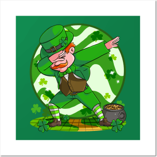 Dabbing Leprechaun St Patricks Day Irish Shamrock Posters and Art